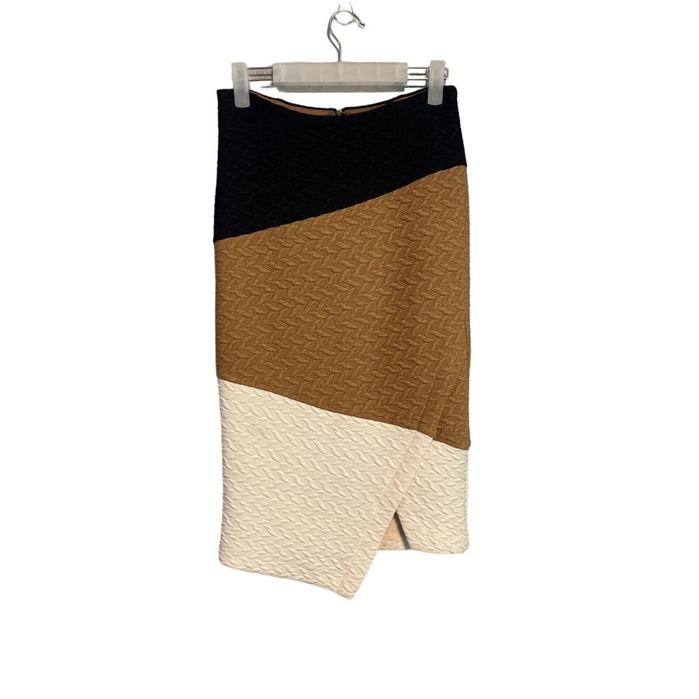Anthropology HD in Paris Color Block Herringbone Stretch Knit Pencil Skirt 2